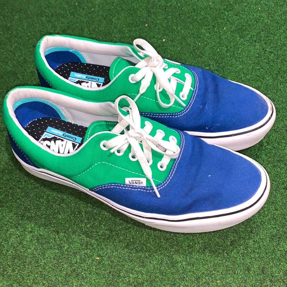 Blue and green Vans